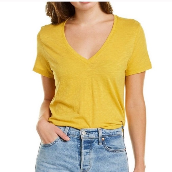 Madewell Tops - Madewell Whisper Cotton V Neck Tee Shirt Yellow
